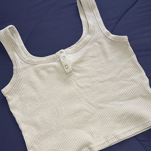 Cream Ribbed Tank Top - Picture 2 of 5
